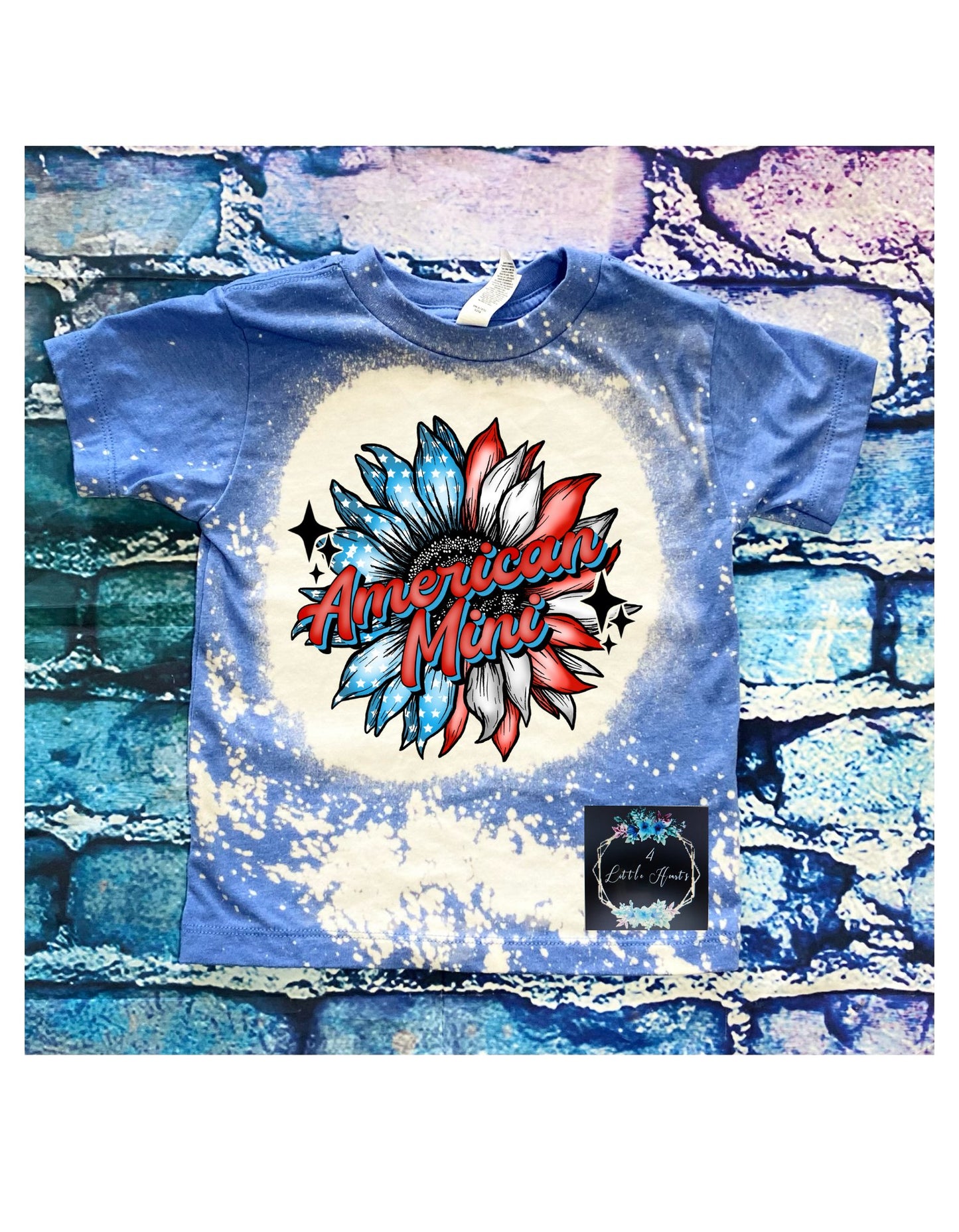 American mini sunflower bleached tee - 4 little hearts