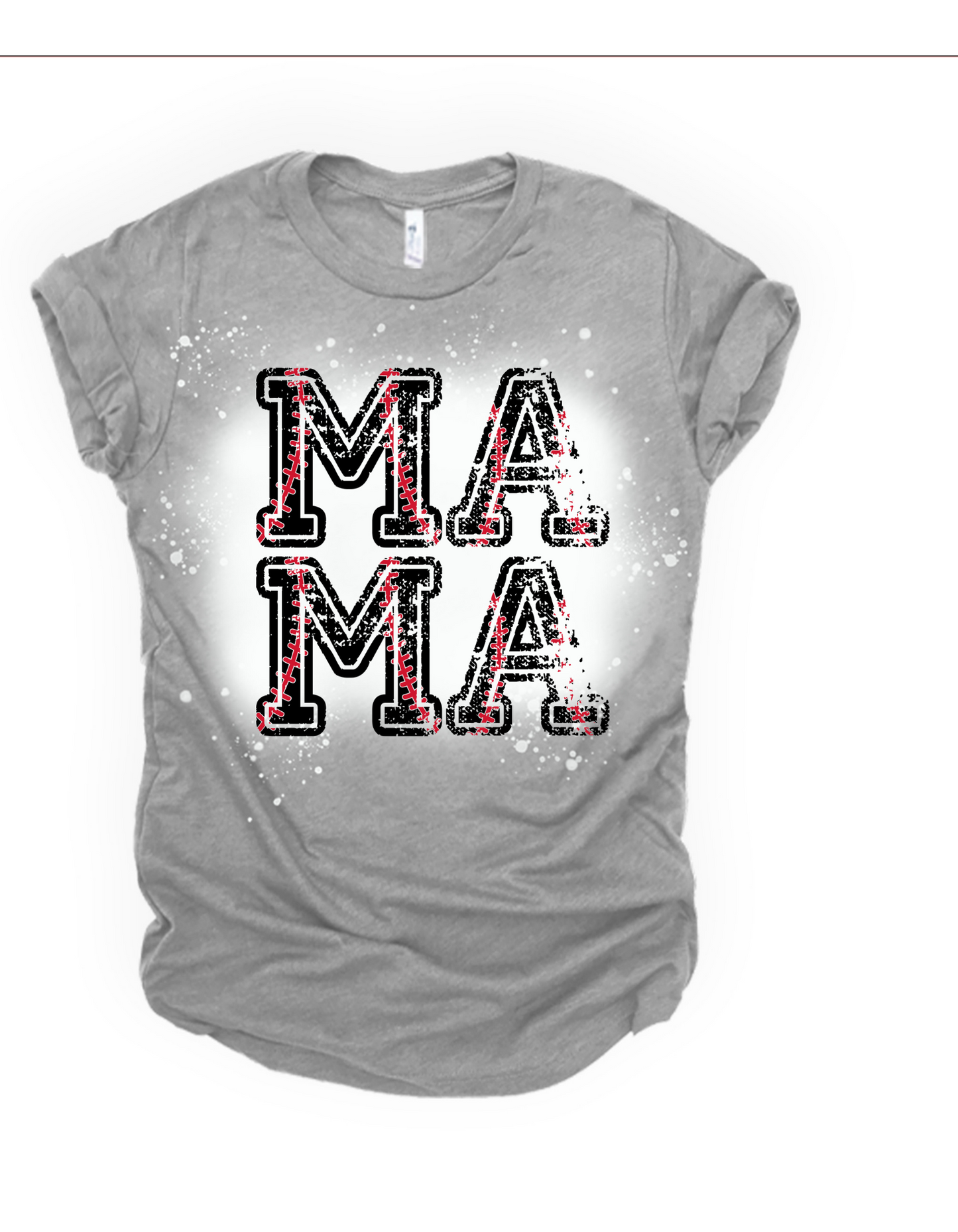 Mama baseball letters bleached tee - 4 little hearts