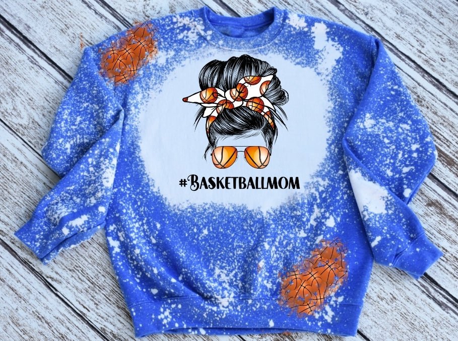 Basketball mom bleached sweatshirt - 4 little hearts