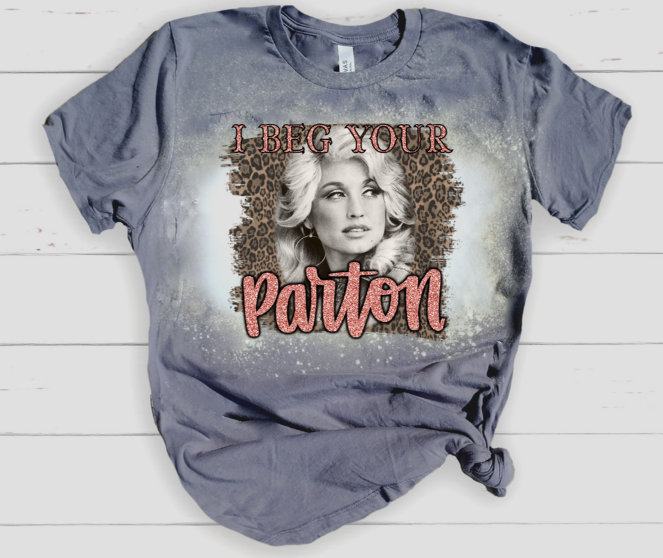 I beg your parton bleached tee - 4 little hearts