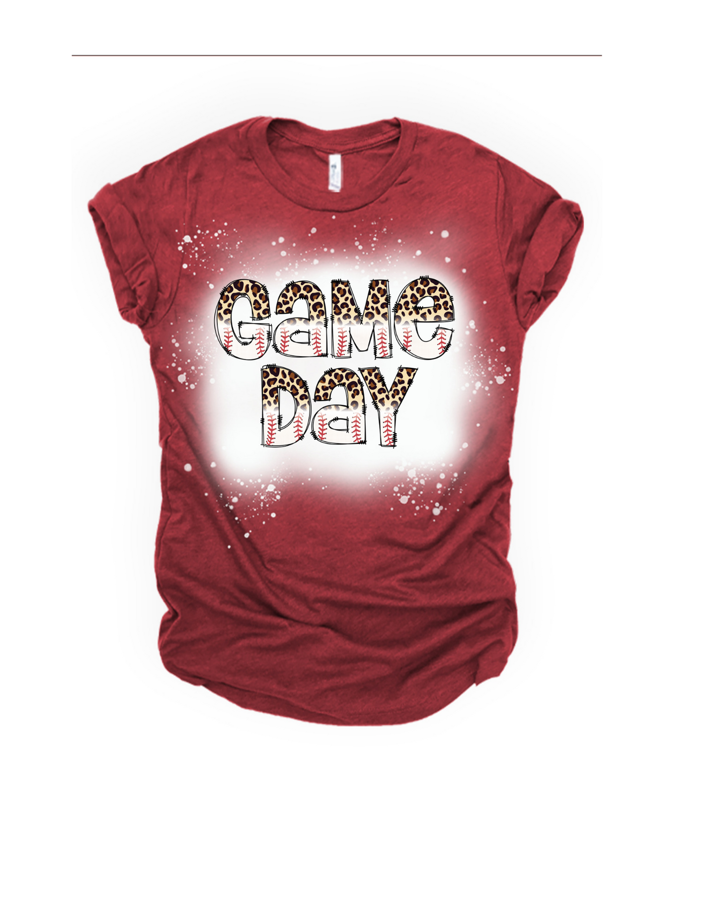 Game day baseball bleached t shirt - 4 little hearts