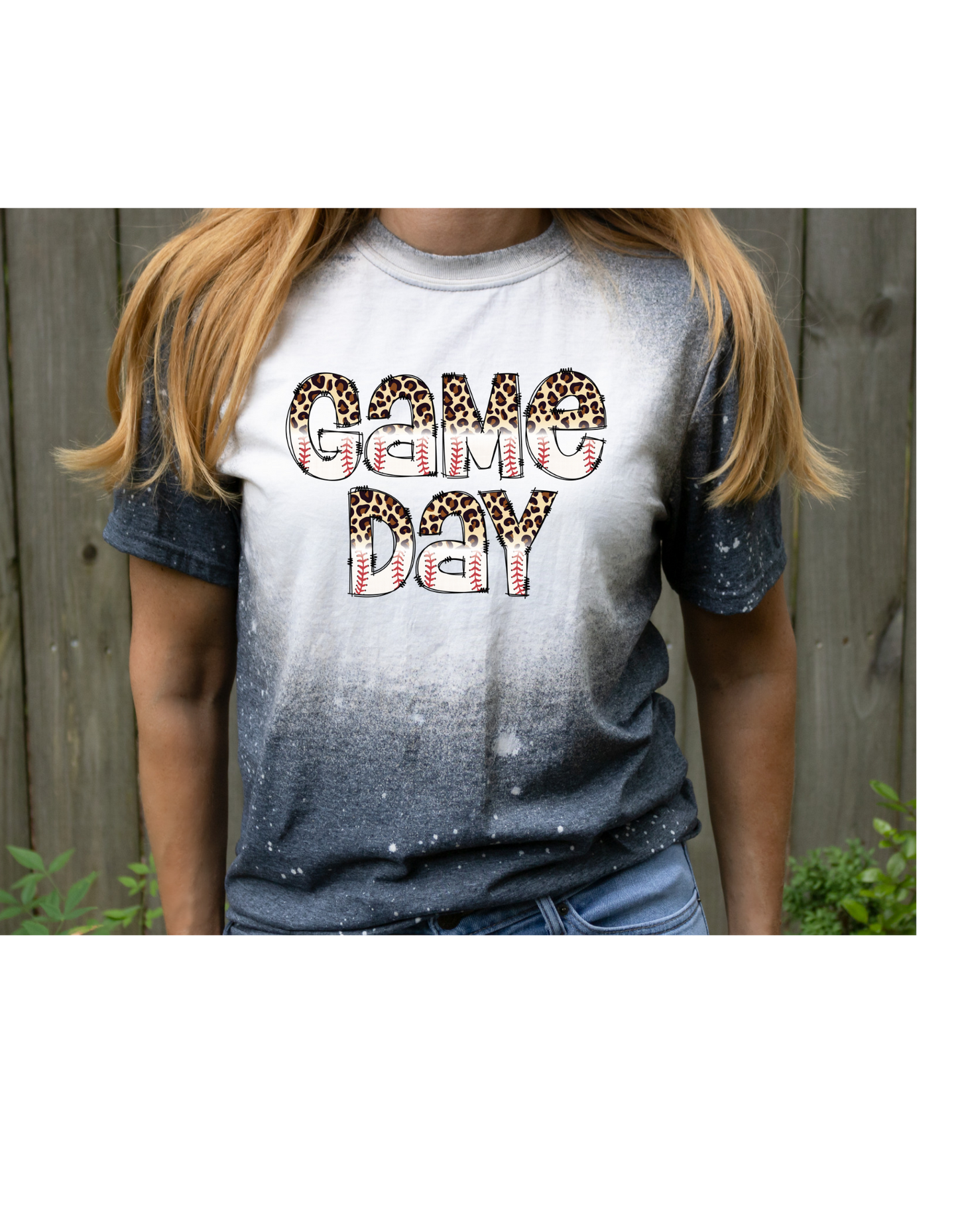 Game day baseball bleached t shirt - 4 little hearts