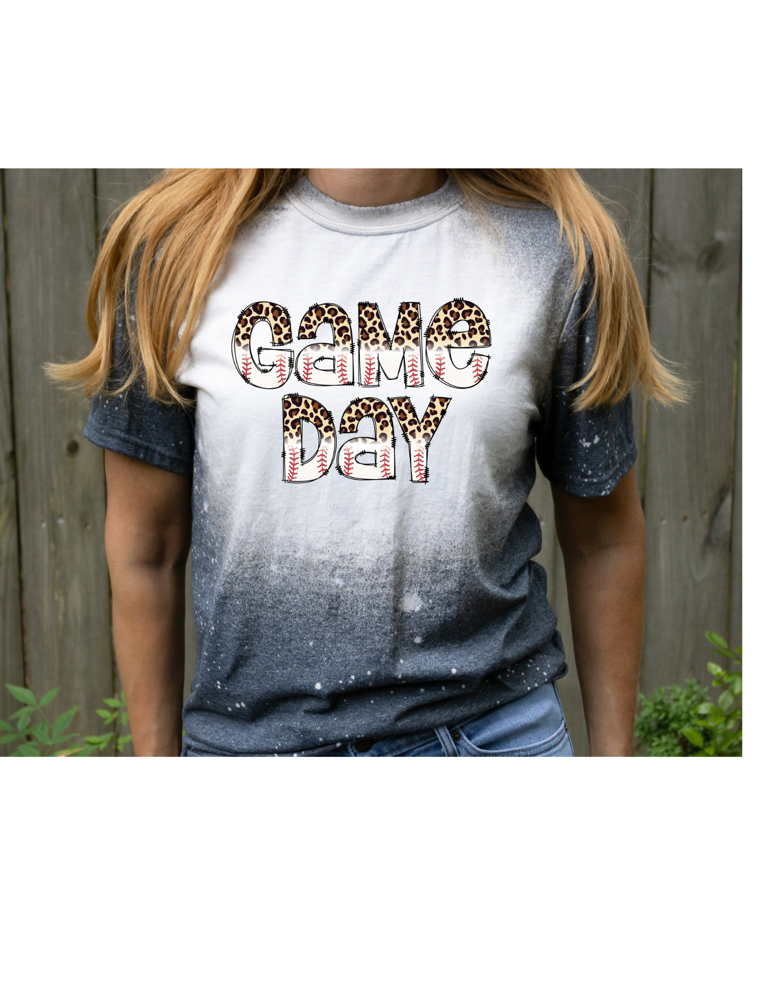 Game day baseball bleached t shirt - 4 little hearts