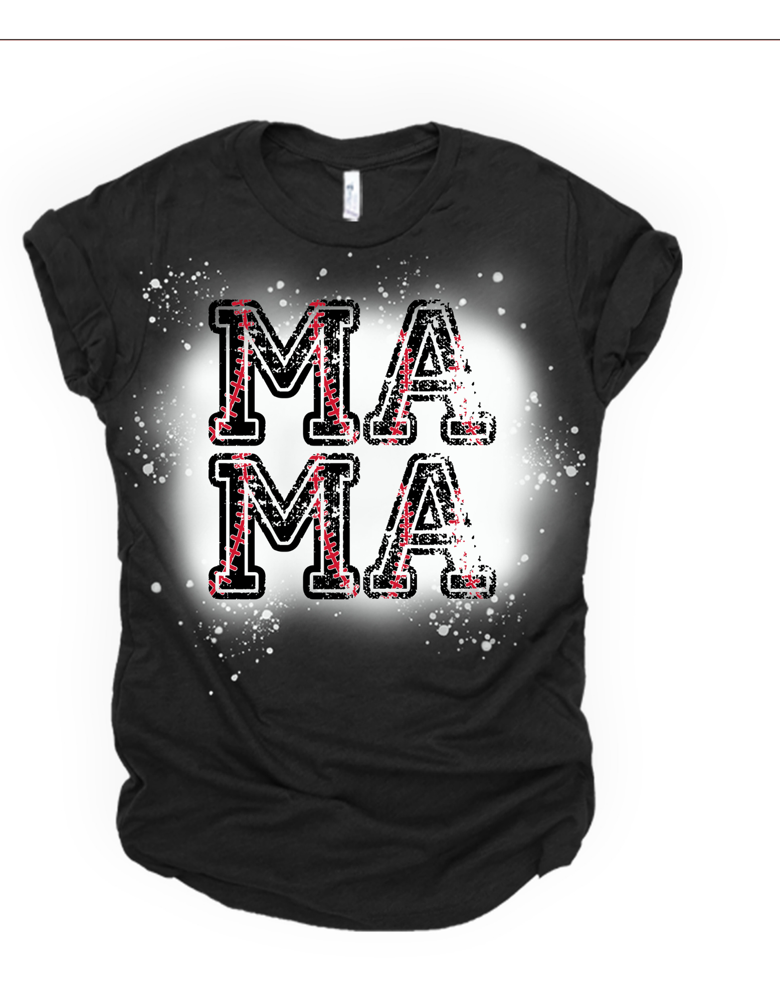 Mama baseball letters bleached tee - 4 little hearts