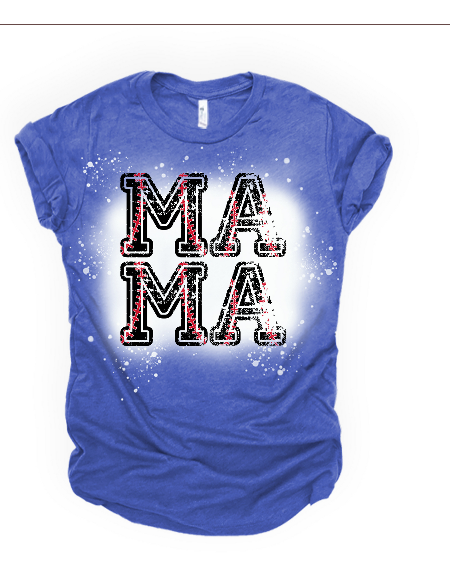 Mama baseball letters bleached tee - 4 little hearts