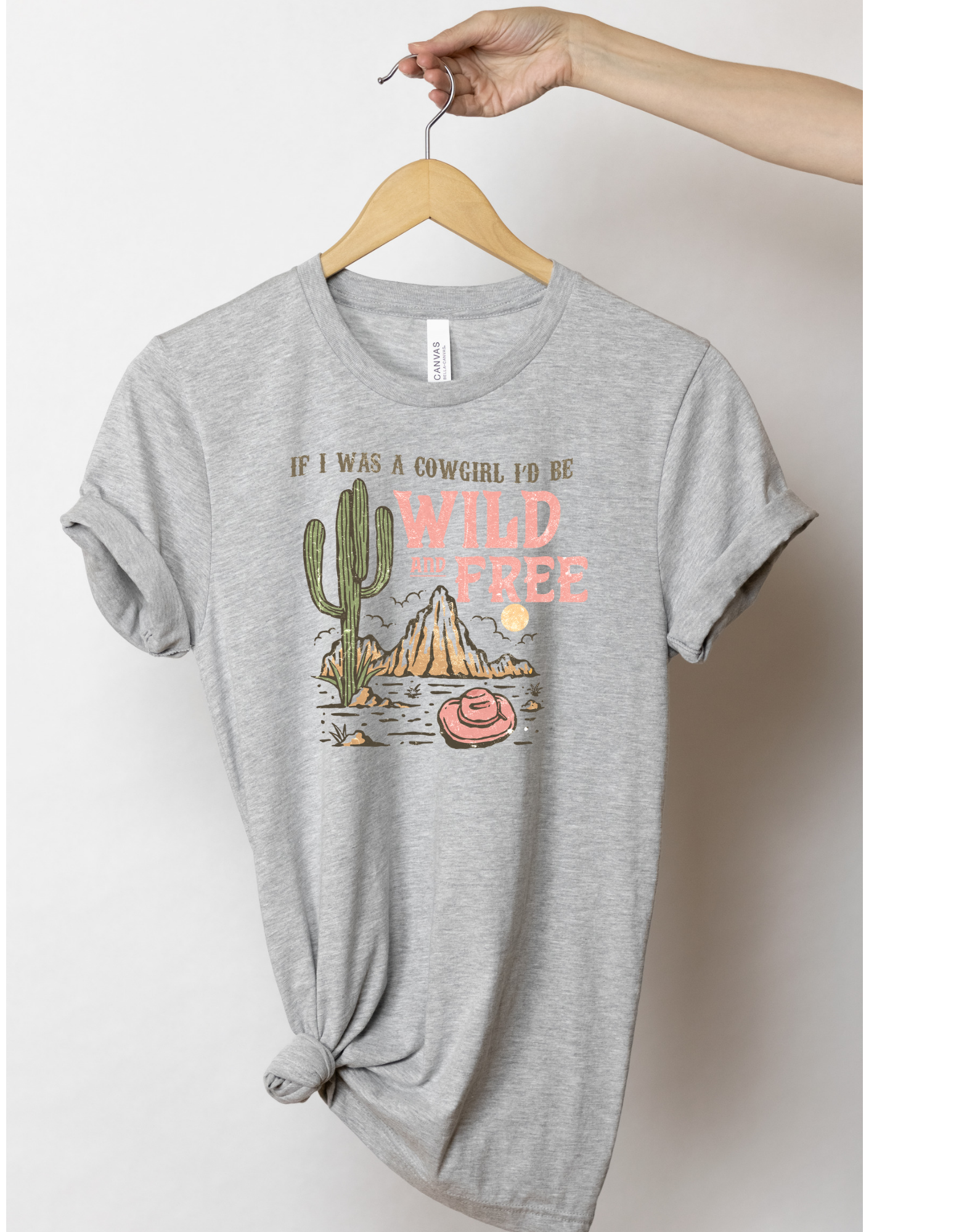If i was a cowgirl i'd be wild and free t shirt - 4 little hearts
