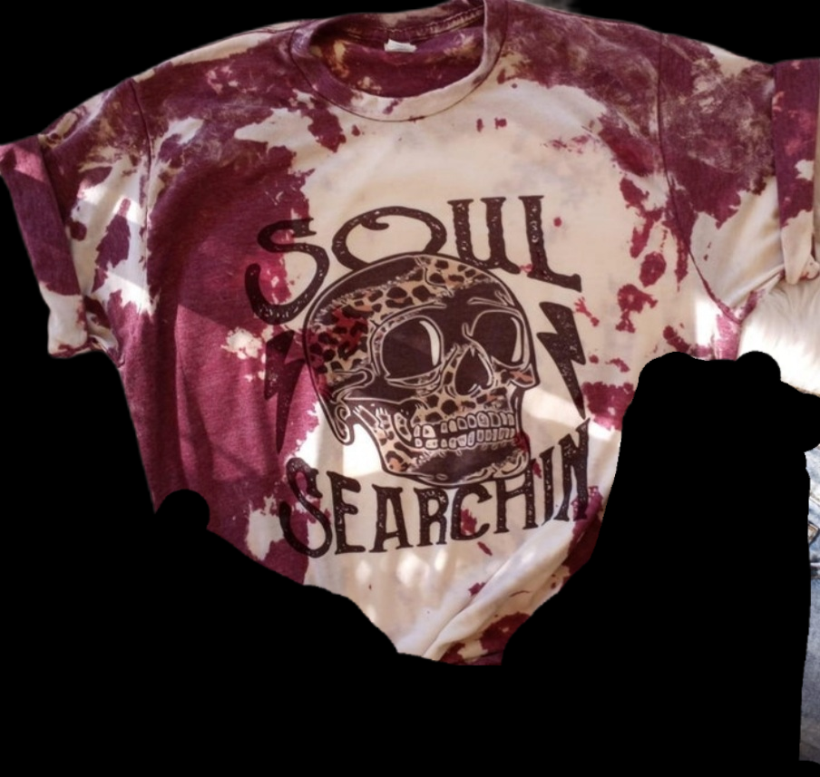 Soul searchin skull acid washed tee - 4 little hearts