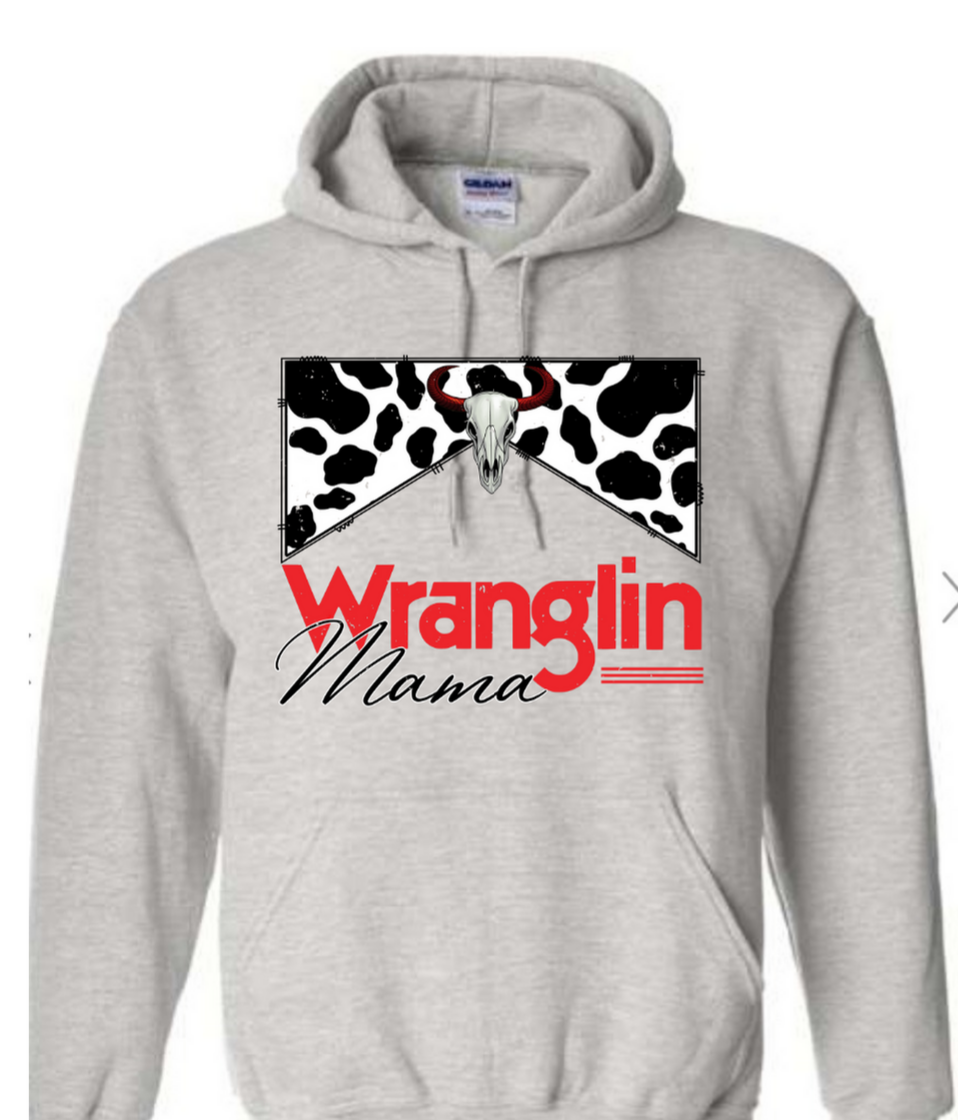 Wranglin mama hoodie - 4 little hearts