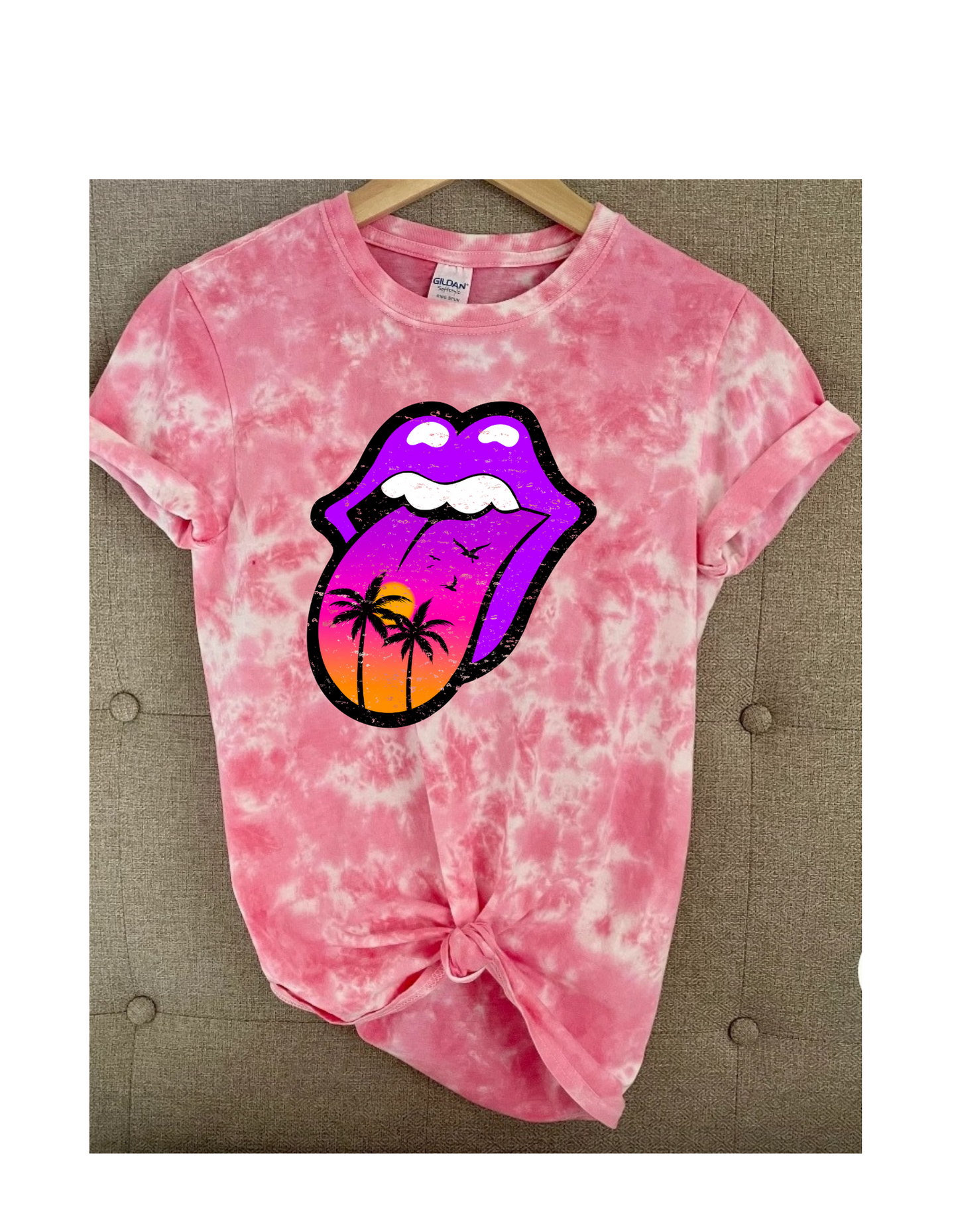 Rolling stones sunset acid washed tee - 4 little hearts