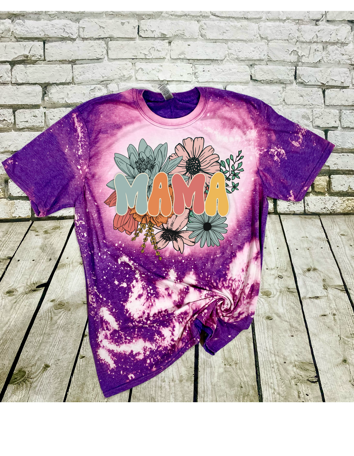 Mama flowers bleached tee