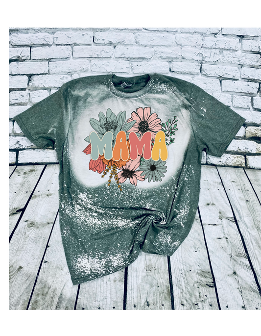 Mama flowers bleached tee